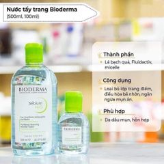 Nước Tẩy Trang Bioderma Sensibio H2O Micellar Water Xanh 100ml - Giải Pháp Làm Sạch Cho Da Nhạy Cảm, Không Gây Kích Ứng, Chính Hãng.