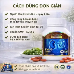 Vitatree Kidney Tonic 100 Viên - Viên Uống Hỗ Trợ Sức Khỏe Thận Từ Thiên Nhiên, Thanh Lọc Cơ Thể, Sản Phẩm Úc.