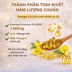 Vitatree Evening Primrose Oil - Viên Uống Dầu Hoa Anh Thảo Hỗ Trợ Sức Khỏe Phụ Nữ, Cung Cấp GLA - Sản Xuất Tại Úc