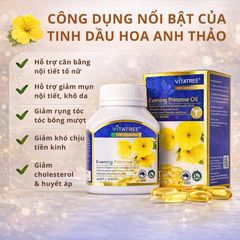 Vitatree Evening Primrose Oil - Viên Uống Dầu Hoa Anh Thảo Hỗ Trợ Sức Khỏe Phụ Nữ, Cung Cấp GLA - Sản Xuất Tại Úc