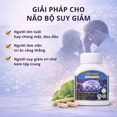 Viên uống Vitatree Maxi Ginkgo 9500mg hỗ trợ sức khỏe trí não - Lọ 60 viên