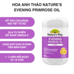 Tinh Dầu Hoa Anh Thảo Nature's Way 1000mg - Viên Nang Mềm Bổ Sung Omega-6 GLA, Hỗ Trợ Sức Khỏe & Làm Đẹp Da cho Phụ Nữ
