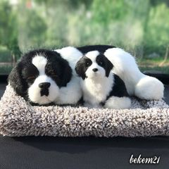 Cún Đốm Đôi Thú Bông Lõi Than Hoạt Tính - Khử Mùi Không Khí Ô Tô, Phụ Kiện Trang Trí Xe Hơi Cho Chó Mèo