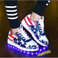 Giày Phát Sáng Đèn Led Cờ Mỹ 7 Màu - Giày Thời Trang Cao Cổ Đang Hot với 8 Chế Độ Sáng Cá Tính Vận Dụng Đêm Tiệc