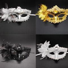 Mặt Nạ Nửa Mặt Lông Vũ Halloween Sang Trọng - Hóa Trang Dạ Hội Chi Tiết 2029 - Phụ Kiện Cosplay Đẳng Cấp