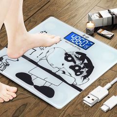 Cân Điện Tử Thông Minh 180kg - Cân Sức Khỏe Gia Đình với Màn Hình LCD & Thước Dây, Nhiều Mẫu Đáng Yêu Như Heo và Mèo