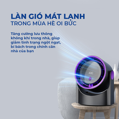 Quạt Cầm Tay Ecogreen Circulating Fan - 100 Cấp Độ Gió, Pin Lớn, Chip Bảo Vệ Thông Minh, Màn Hình LED Thông Minh
