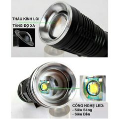 Đèn Pin Siêu Sáng Cao Cấp USA Có Zoom - LED 3000 Lumen, Pin Sạc 7800mAh, 3 Chế Độ Sáng, Dụng Cụ Chiếu Sáng Du Lịch, Sửa Chữa, Câu Cá