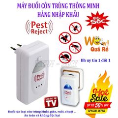 Máy Đuổi Côn Trùng Pest Reject - Thiết Bị Đuổi Chuột, Muỗi, Gián Bằng Sóng Siêu Âm An Toàn, Không Sát Sinh, Phạm Vi Hiệu Quả 50-80m²