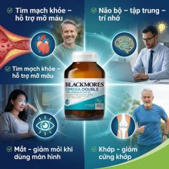 Dầu Cá Blackmores Omega Double High Strength - Hỗ Trợ Sức Khỏe Tim Não Mắt Da, Omega-3 Cô Đặc, 1000mg/Viên, Chính Hãng Úc