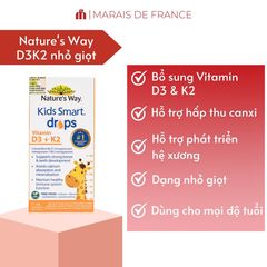 Nature's Way Kids Smart Drops Vitamin D3 + K2 - Vitamin Nhỏ Giọt Hỗ Trợ Xương Cho Trẻ Sơ Sinh & Trẻ Nhỏ, Dễ Dùng Hàng Ngày