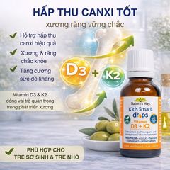 Nature's Way Kids Smart Drops Vitamin D3 + K2 - Vitamin Nhỏ Giọt Hỗ Trợ Xương Cho Trẻ Sơ Sinh & Trẻ Nhỏ, Dễ Dùng Hàng Ngày