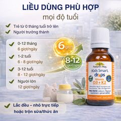 Nature's Way Kids Smart Drops Vitamin D3 + K2 - Vitamin Nhỏ Giọt Hỗ Trợ Xương Cho Trẻ Sơ Sinh & Trẻ Nhỏ, Dễ Dùng Hàng Ngày