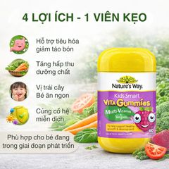 Kẹo Dẻo Vitamin Tổng Hợp Nature's Way Vita Gummies Vegies – Hương Rau Củ Dễ Dùng Cho Trẻ Em, 60 Viên Bổ Sung Hàng Ngày