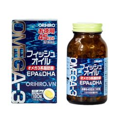 Dầu Cá Omega 3 Orihiro Nhật Bản 180 Viên - Hỗ Trợ Tim Mạch, Tăng Cường Trí Não và Bảo Vệ Thị Lực