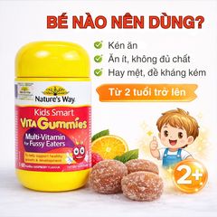 Kẹo Dẻo Vitamin Tổng Hợp Cho Trẻ - Nature's Way Kids Smart Vita Gummies Dành Cho Trẻ Ăn Kén, 60 Viên Hương Vị Trái Cây