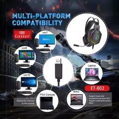 Tai Nghe Chụp Tai Gaming Earldom ET-B02 - Chất Âm Vượt Trội, Thiết Kế RGB, Mic Gắn Ngoài, Âm Bass Sâu, Kết Nối USB-A