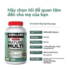 (Hàng công ty) Vitamin Tổng Hợp Kirkland Mature Adults 50+ Multi - 400 Viên Bổ Sung Vitamin và Khoáng Chất Cho Người Trên 50 Tuổi Chính Hãng Mỹ 725978