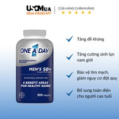 Vitamin tổng hợp One A Day Men’s 50+ - Hỗ trợ sức khỏe cho nam giới 50 tuổi, 300 viên chính hãng Bayer