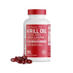 Dầu Nhuyễn Thể Bronson Antarctic Krill Oil Omega-3 EPA/DHA 1000mg - Thực Phẩm Chức Năng Tăng Cường Sức Khỏe Tim Mạch và Não Bộ