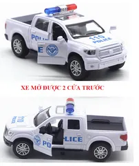 Xe Mô Hình Ô Tô Cảnh Sát Mini Kim Loại Có Đèn & Âm Thanh - Đồ Chơi Trẻ Em Chất Lượng Cao, Kích Thước 12.2cm x 5.5cm x 5.5cm