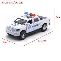 Xe Mô Hình Ô Tô Cảnh Sát Mini Kim Loại Có Đèn & Âm Thanh - Đồ Chơi Trẻ Em Chất Lượng Cao, Kích Thước 12.2cm x 5.5cm x 5.5cm