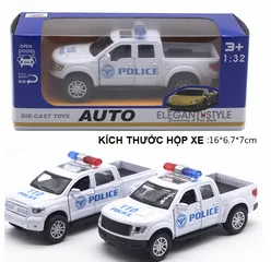Xe Mô Hình Ô Tô Cảnh Sát Mini Kim Loại Có Đèn & Âm Thanh - Đồ Chơi Trẻ Em Chất Lượng Cao, Kích Thước 12.2cm x 5.5cm x 5.5cm