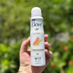 Xịt Khử Mùi Dove Go Fresh Bưởi 150ml - Khử Mùi Hiệu Quả, Tươi Mát, Dành Cho Phái Đẹp, Chăm Sóc Da Mềm Mịn