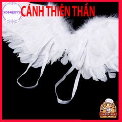 Đôi Cánh Lông Vũ Trẻ Em - Phụ Kiện Tiệc Tùng Hóa Trang Cho Bé, Cánh Thiên Thần Trắng Kèm Dây Đeo Co Dãn