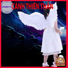 Đôi Cánh Lông Vũ Trẻ Em - Phụ Kiện Tiệc Tùng Hóa Trang Cho Bé, Cánh Thiên Thần Trắng Kèm Dây Đeo Co Dãn
