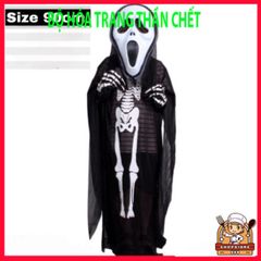Bộ Trang Phục Thần Chết Halloween - Áo Choàng, Mặt Nạ, Lưỡi Hái & Găng Tay, Hóa Trang Ma Quái Cho Tiệc Tùng