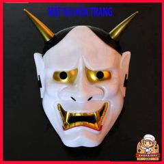 Mặt nạ Oni Noh Hannya Halloween - Mặt nạ Quỷ Vương Hai Sừng Chất Liệu Cứng Bền Đẹp, Phù Hợp Mọi Đối Tượng
