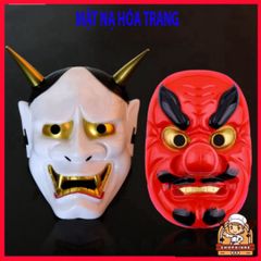Mặt nạ Oni Noh Hannya Halloween - Mặt nạ Quỷ Vương Hai Sừng Chất Liệu Cứng Bền Đẹp, Phù Hợp Mọi Đối Tượng