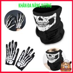 Khẩu Trang Xương Ma Đầu Lâu - Khăn Đa Chức Năng 50cm Vải Lanh Thoáng Mát Cho Phượt, Dã Ngoại, Chống Nắng