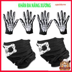 Khẩu Trang Xương Ma Đầu Lâu - Khăn Đa Chức Năng 50cm Vải Lanh Thoáng Mát Cho Phượt, Dã Ngoại, Chống Nắng