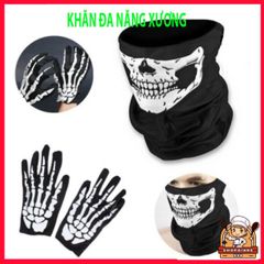 Khẩu Trang Xương Ma Đầu Lâu - Khăn Đa Chức Năng 50cm Vải Lanh Thoáng Mát Cho Phượt, Dã Ngoại, Chống Nắng