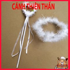 Bộ Cánh Thiên Thần Lông Vũ Trắng - Phụ Kiện Biểu Diễn Cosplay, Gậy và Băng Đô Cho Buổi Lễ Hội hoặc Chụp Ảnh