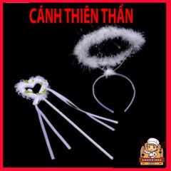 Bộ Cánh Thiên Thần Lông Vũ Trắng - Phụ Kiện Biểu Diễn Cosplay, Gậy và Băng Đô Cho Buổi Lễ Hội hoặc Chụp Ảnh