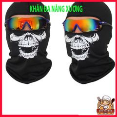 Mặt Nạ Balaclava Hình Đầu Lâu Đen - Cosplay Halloween Độc Đáo, Khăn Đa Năng Bảo Vệ Mặt và Cổ khi Thể Thao ngoài Trời