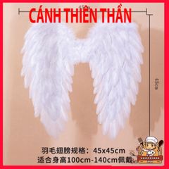 Đôi Cánh Thiên Thần Lông Vũ Trắng - Phụ Kiện Nhập Vai Cho Người Lớn, Dành Cho Lễ Hội Halloween Và Chụp Hình Thú Vị