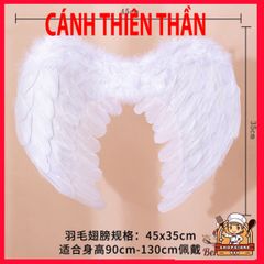 Đôi Cánh Thiên Thần Lông Vũ Trắng - Phụ Kiện Nhập Vai Cho Người Lớn, Dành Cho Lễ Hội Halloween Và Chụp Hình Thú Vị