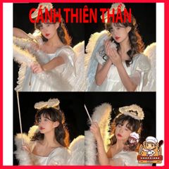 Bộ Cánh Thiên Thần Trắng Cho Bé - Cánh Lông Vũ Cosplay Dự Tiệc Hóa Trang, Nguyên Liệu An Toàn, Kèm Dây Đeo Thoải Mái