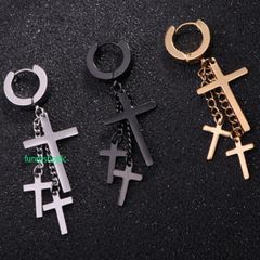 Khuyên Tai Dáng Dài Hình Thánh Giá Punk Phong Cách Hàn Quốc - Khuyên Tai Không Cần Bấm Lỗ Cho Nam Nữ - Thời Trang Độc Đáo 3 Màu