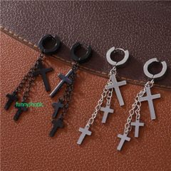Khuyên Tai Dáng Dài Hình Thánh Giá Punk Phong Cách Hàn Quốc - Khuyên Tai Không Cần Bấm Lỗ Cho Nam Nữ - Thời Trang Độc Đáo 3 Màu
