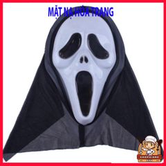Mặt Nạ Scream Halloween - Phụ Kiện Thời Trang Đen Hood Ma Mặt Đáng Sợ Cho Các Dịp Kinh Hoàng và Nhập Vai