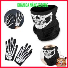 Khẩu Trang Xương Ma Đầu Lâu Đa Năng - Khăn Che Nắng, Chống Bụi Vải Lanh Thoáng Mát 50cm, Phượt và Dã Ngoại