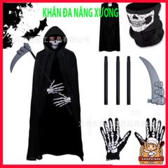 Khẩu Trang Xương Ma Đầu Lâu Đa Năng - Khăn Che Nắng, Chống Bụi Vải Lanh Thoáng Mát 50cm, Phượt và Dã Ngoại