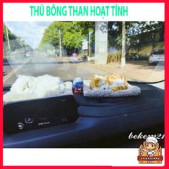 Gối ôm mèo trắng lông mềm - Thú bông than hoạt tính khử mùi, lọc khí xe ô tô cho không gian thoải mái và dễ chịu.
