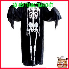 Bộ Trang Phục Thần Chết Halloween - Áo Xương và Mặt Nạ Ma Quái - Trang Phục Hóa Trang Độc Đáo Cho Tiệc và Lễ Hội