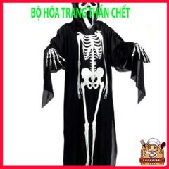 Bộ Trang Phục Thần Chết Halloween - Áo Xương và Mặt Nạ Ma Quái - Trang Phục Hóa Trang Độc Đáo Cho Tiệc và Lễ Hội